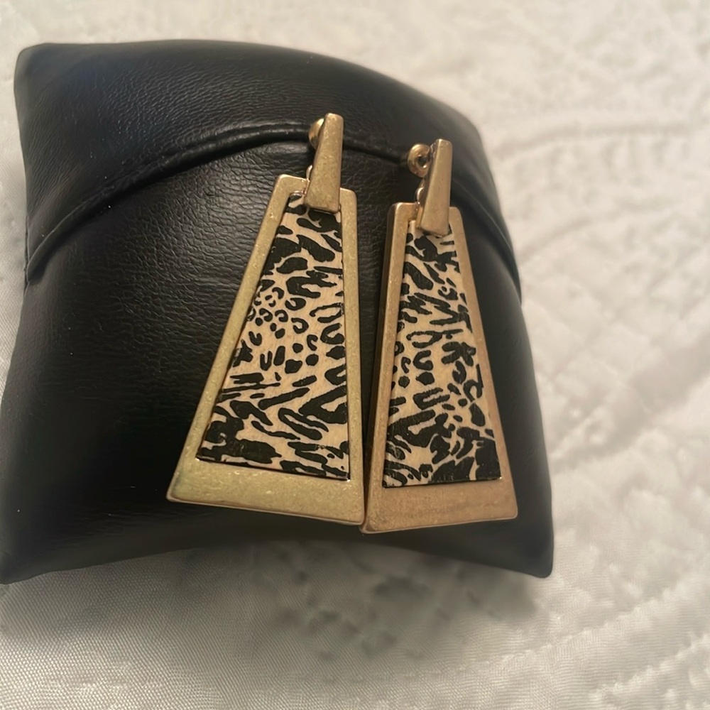 Animal Print Cheetah Print Post Backs Trapezoid Earrings Lightly Used